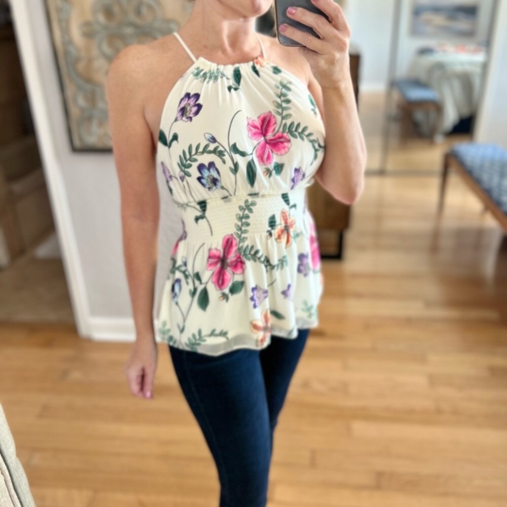 •Express• Floral Halter Peplum Blouse